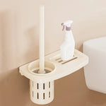 porte brosse wc moderne adhésif blanc gris rond piqueté salle bain