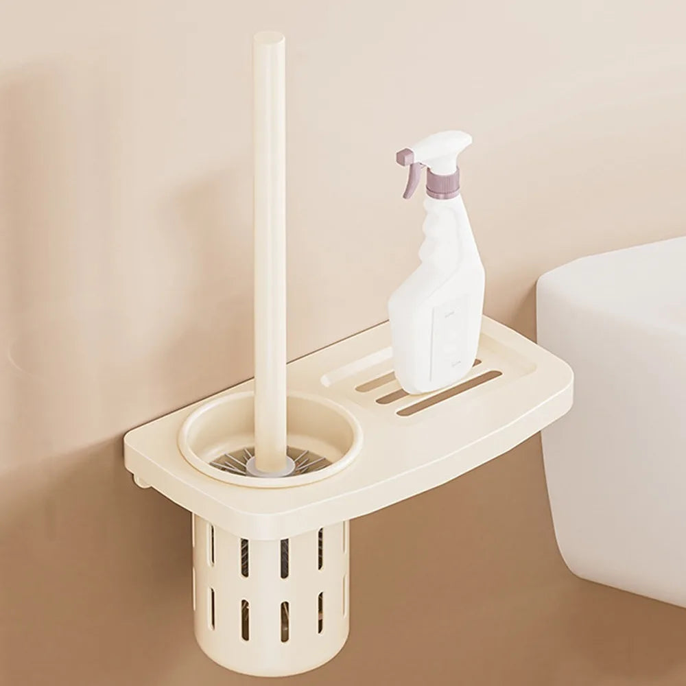 porte brosse wc moderne adhésif blanc gris rond piqueté salle bain