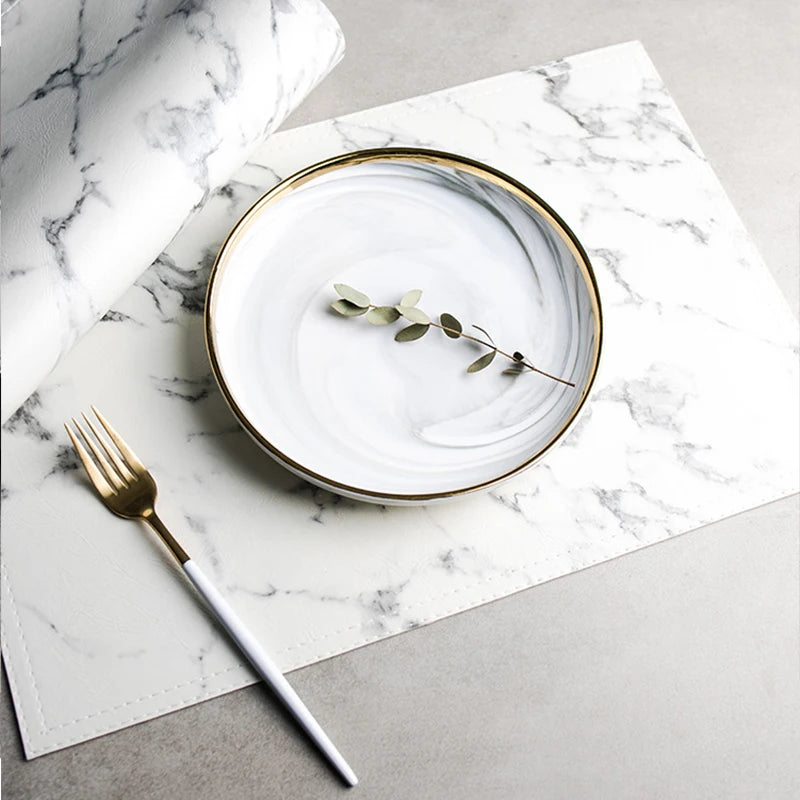 serviettes table marbre modernes adhésives blanches noires minimalistes