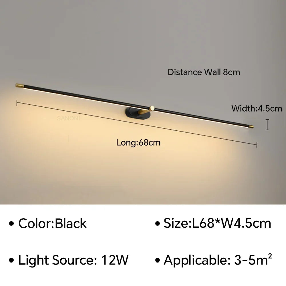 lampe salle bain moderne noir doré fixée mur 20 sources lumineuses led flux lumineux