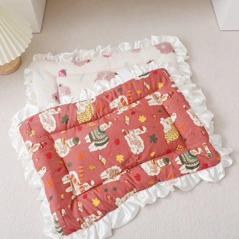 coussin animal motif floral imprimé bleu rose blanc doux adhésif lavage main respirant hiver