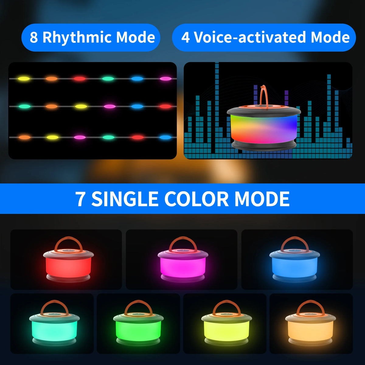 guirlande lumineuse led multicolore lampe portable camping modes éclairage rechargeableextérieur
