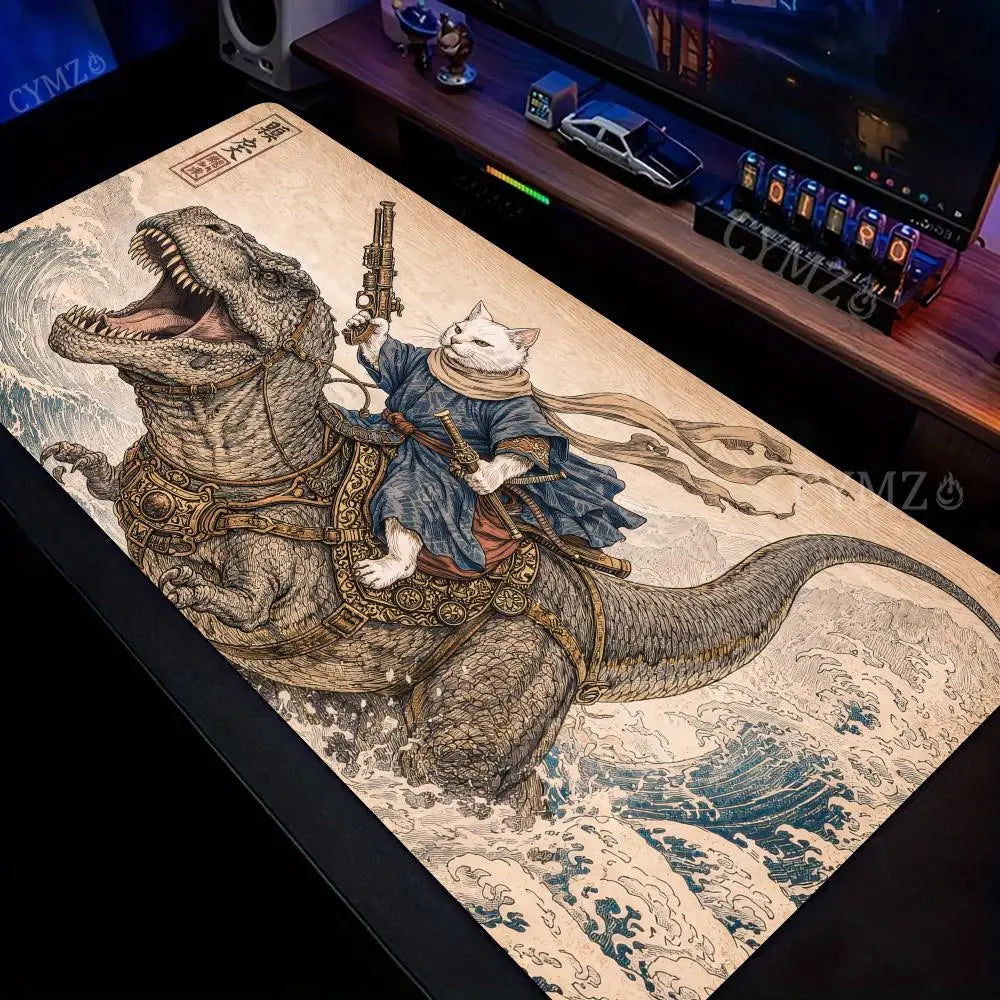tapis souris chat dinosaure vintage beige bleu noir antidérapant gaming