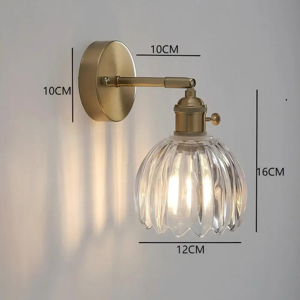 lampe murale moderne verre floral or vert translucide vintage fixée mur led contemporain