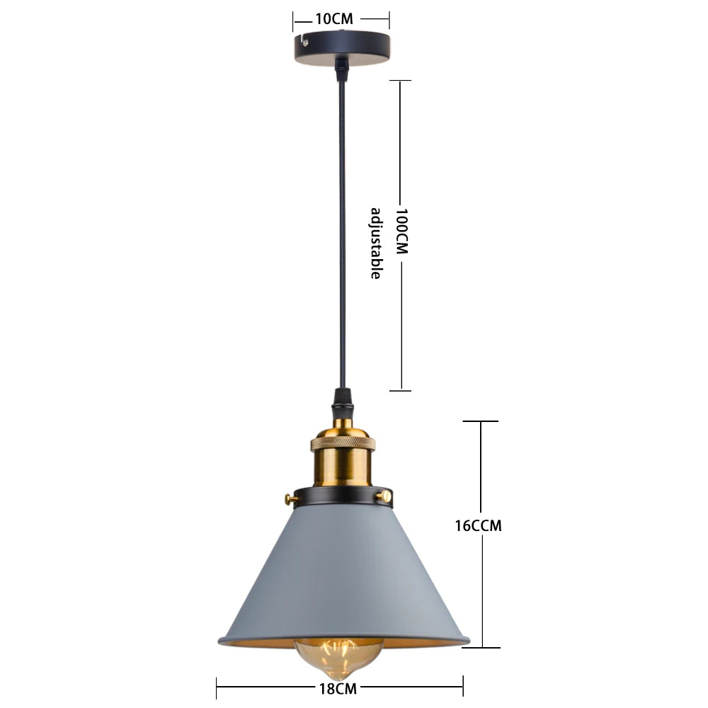 lumière suspendue industrielle conique noire blanche orange éclairage moderne chambre salon