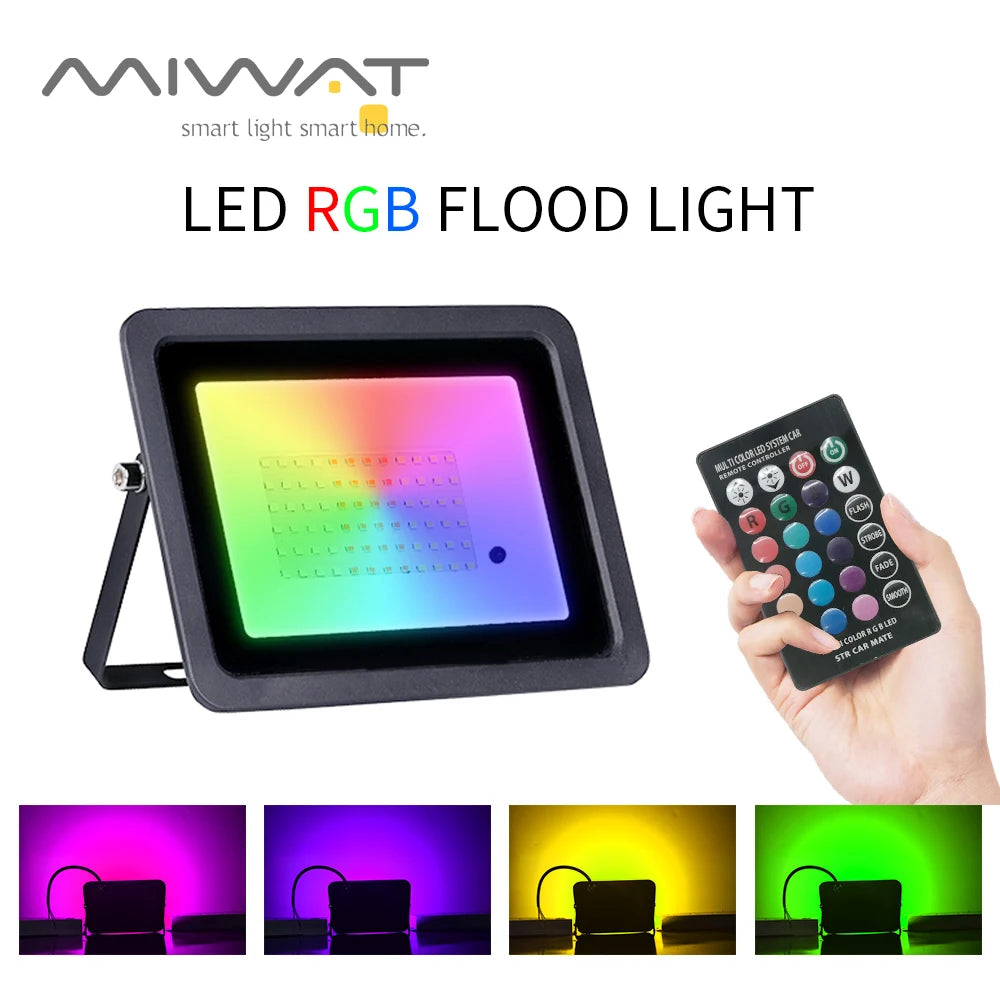 projecteur led rgb ip68 moderne 110v 220v noir blanc télécommande triplex