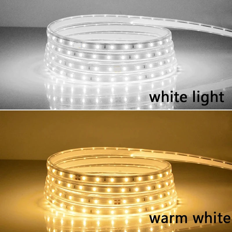 ruban led blanc flexible étanche 220v interrupteur moderne décoration intérieure extérieure 120led/m