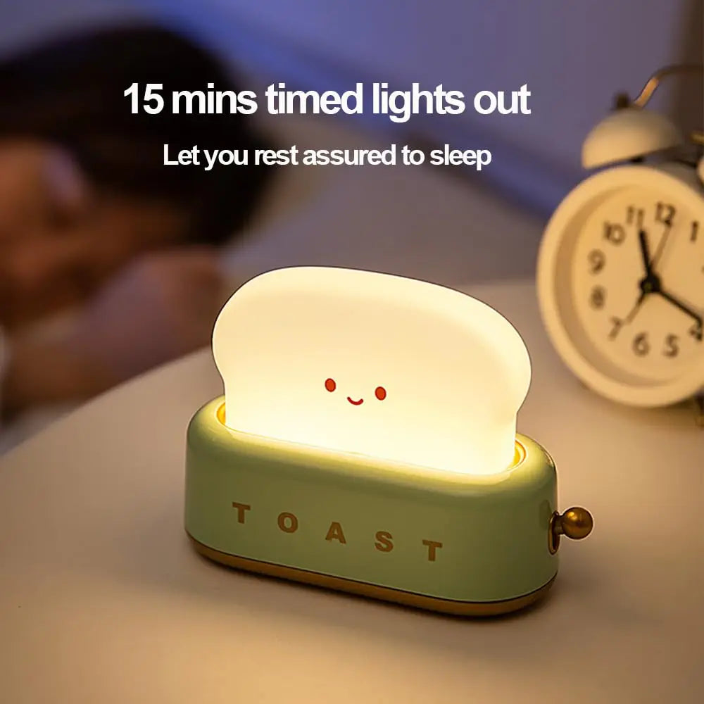 lampe table forme toast vert pastel grille souriant vintage mignonne rechargeable notice câble usb