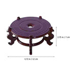 supports bois marron plantes asiatique décoratif motifs sculptés 7cm hauteur 12cm diamètre
