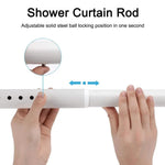 tige rideau douche ajustable noir blanc texture lisse moderne anneaux suspension support tension haute