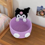 panier rangement corde tressée violet bleu clair beige rose peluches cosmétiques modernes