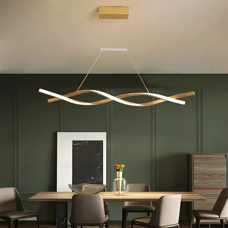 suspension lumineuse moderne pendentif led ondulé blanc doré gris réglable