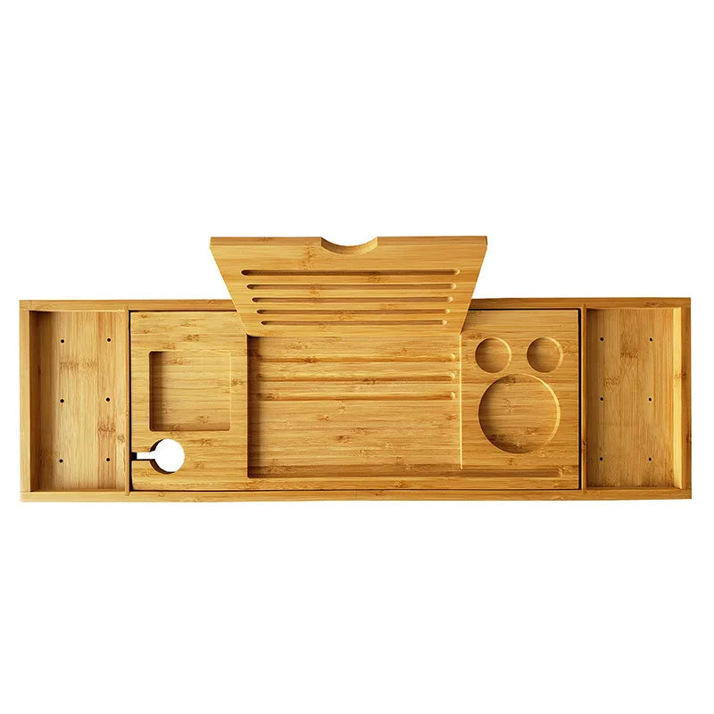 baignoire plateau bois clair fruits fleurs relaxante spa produits beauté adjustable