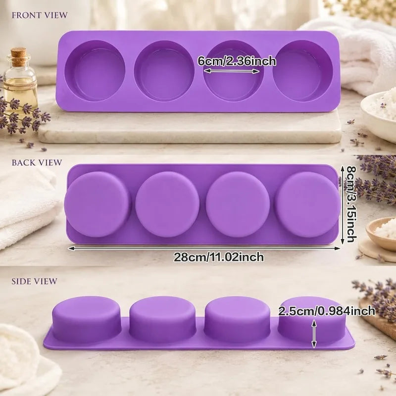 moule silicone violet cavités rondes fabrication savon bougie bain artisanal