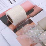 ruban tulle coeurs multicolores 6cm violet noir bleu rose opacité élégant emballage cadeau