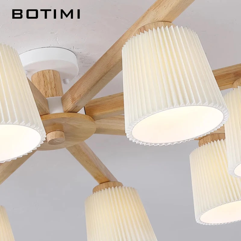 plafonnier led bois abat jour plissé moderne minimaliste chambre salon sourceMapping: