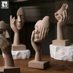 statues sculptées moderne abstrait beige gris statuette granulée résine opaques décoration intérieure chambre