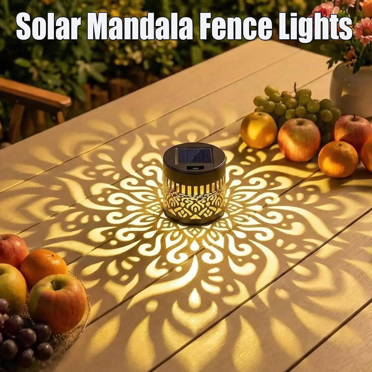lampe solaire moderne mandala noir doré ornementale extérieure led ip65