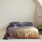 lit drap violet gris moderne ultra doux soyeux housses oreillers taies soft confortable été