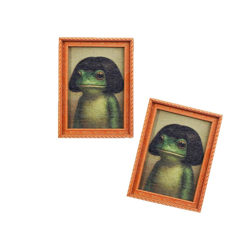 cadre photo artiste grenouille verte orange noir motif artistique adhésif décoration réfrigérateur moderne