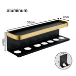 étagère mural moderne aluminium noir clips cheveux organisation salle bain cheveux brosse parfum