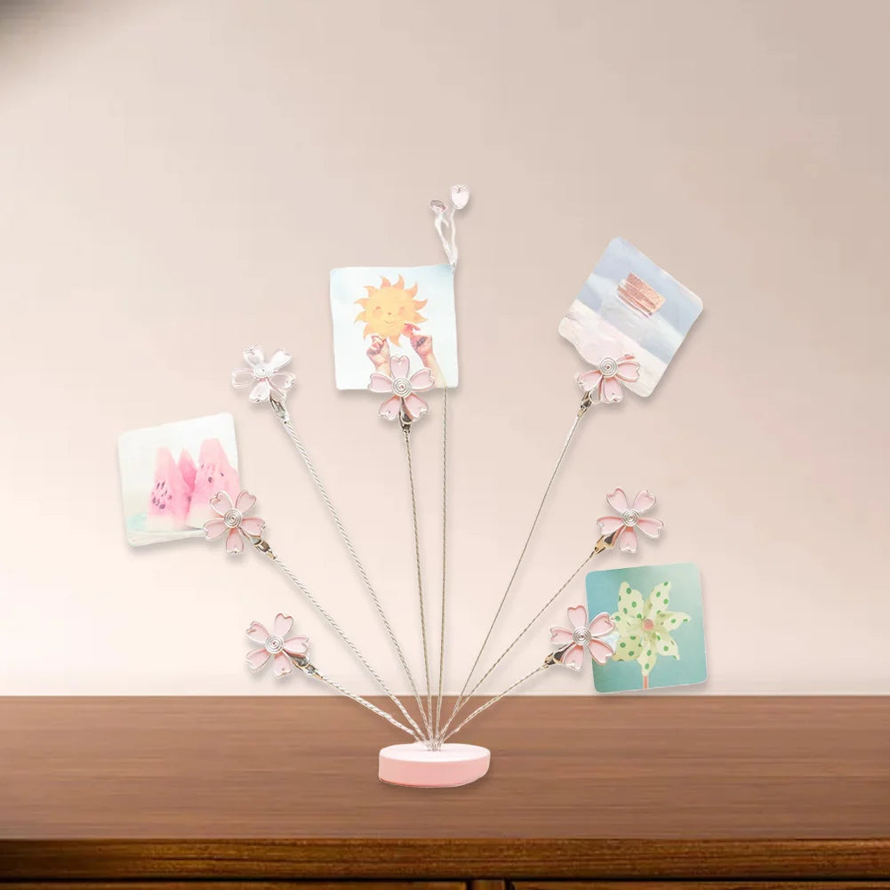 porte photos décoration floral rose argenté clips métalliques intérieur chic émaillé opalescent