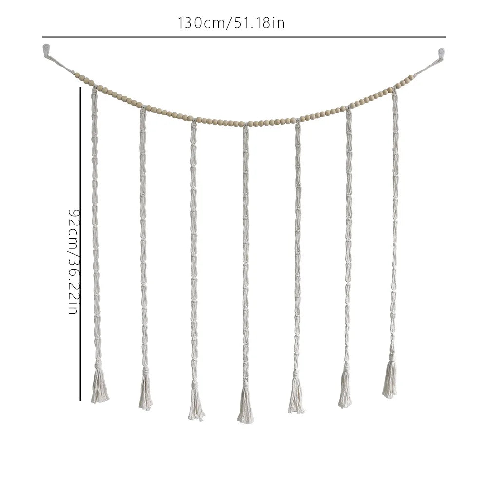 cadre mural bois clips tresses boho blanc gris clair photos suspension