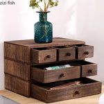 boîte bijoux bois marron rustique tiroirs poignées rangement accessoires maquillage organisation moderne