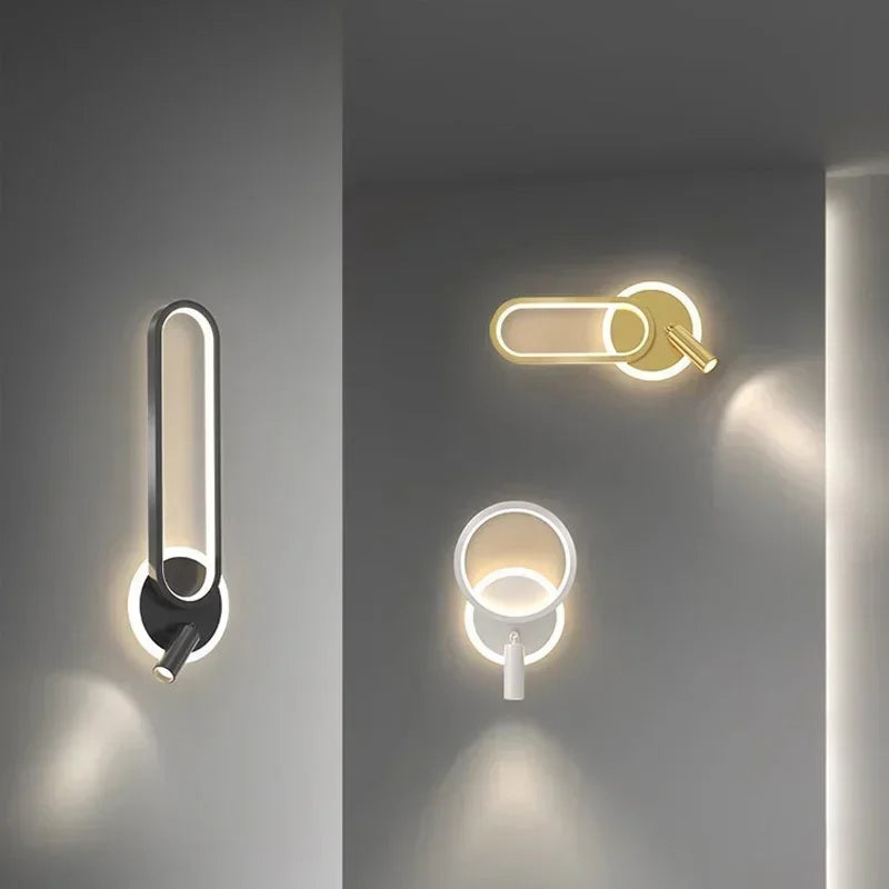 lampe murale moderne led noir blanc doré contemporaine minimaliste géométrique base diffuseur câble alimentation