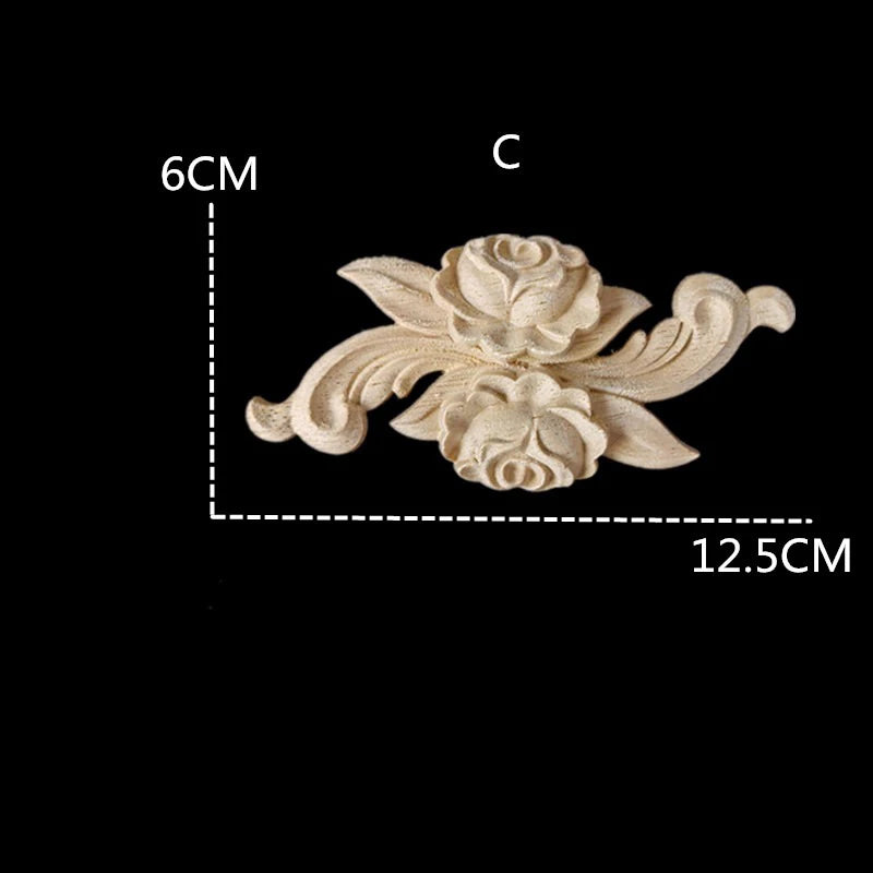 appliques décoratives bois blanc artisanal fleurs sculptées baroque vintage miroir cadre mural