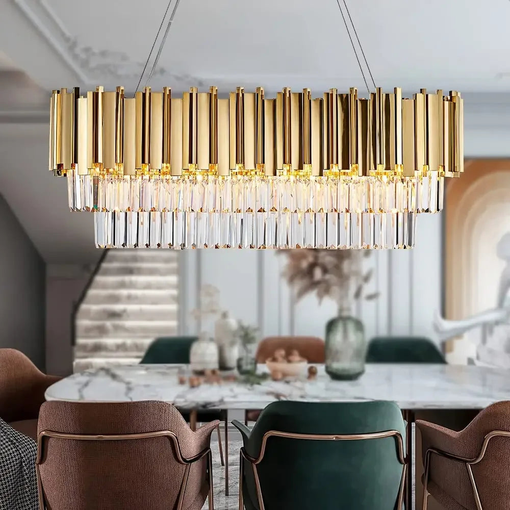 suspension lumineuse moderne or pendants transparents cristal élégants chaînes suspendues lumière dimmable 90v 260v