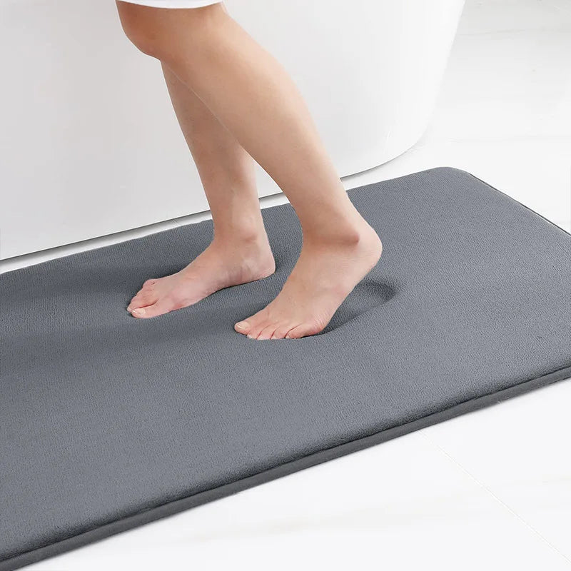 tapis bain mousse mémoire forme gris doux moderne salle bain absorbant épais lent rebond