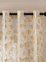 rideau semi transparent moderne feuilles dorées fond blanc salon chambre coucher