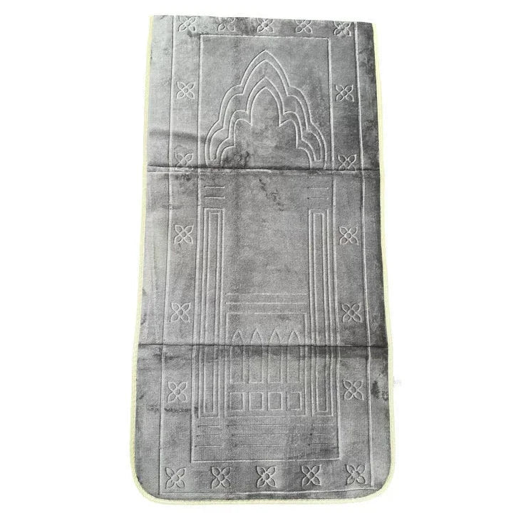 tapis prière musulman moderne polyester antidérapant motifs géométriques poignées sac voyage blanc violet bleu