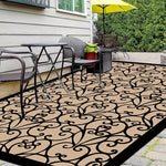 tapis moderne extérieur vert beige noir blanc motif végétal géométrique polyester 80x120cm 120x160cm