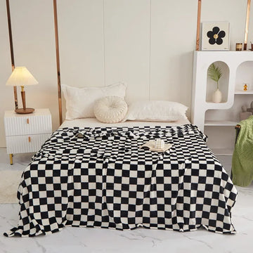 couverture carreaux noir blanc moderne hiver imperméable qualité 70cm 100cm pique nique sieste