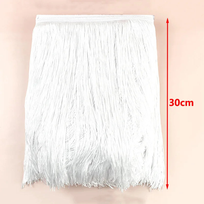 franges polyester tasseaux noir blanc décoratives rideaux vêtements danse rayées 10cm 15cm 20cm 30cm