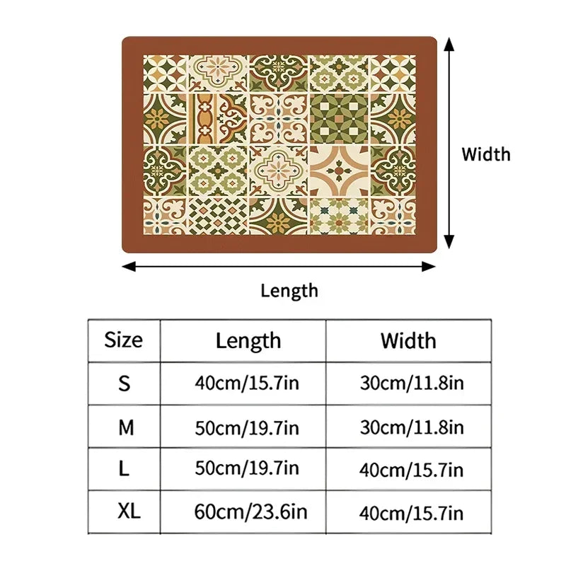 tapis cuisine antidérapant absorbant moderne noir blanc motifs géométriques fleurs taille 30x40cm