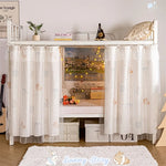rideau lit superposé ours fleurs tissu texturé effet gaufré semi transparent doux enfantinDecoration tringle