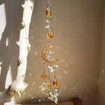 mobile solaire cristal lune étoiles fleurs décoration jardin intérieur suspendu boho romantique argent doré