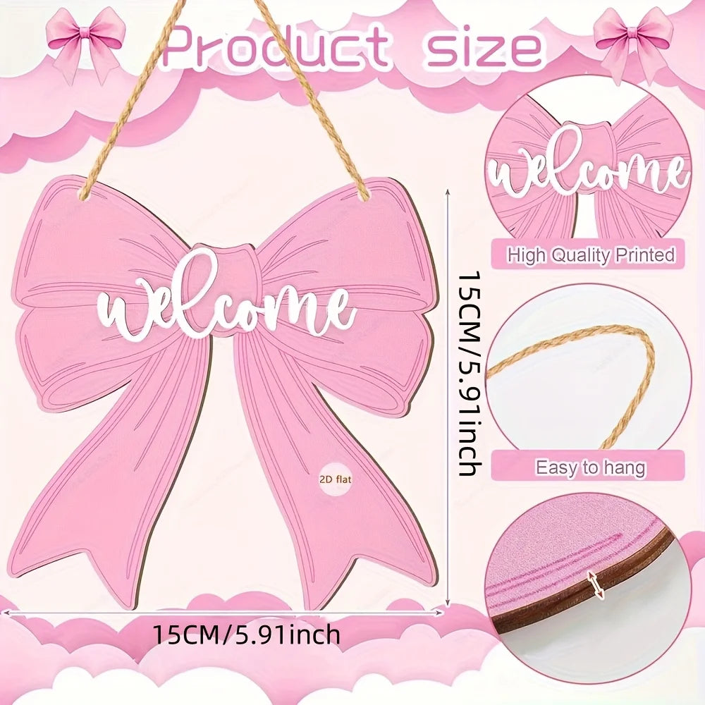 plaque décorative murale bienvenue rose arc ruban anniversaire mariage saint valentin enfant fête