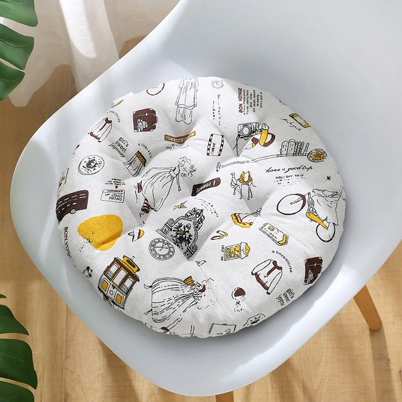 coussin chaise rond confortable mousse polyestère motif géométrique repas siège maison