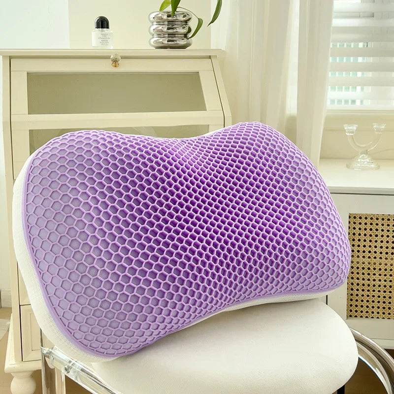 coussin cou violet hexagonal contemporain super doux support cervical confortable