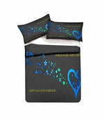 ensemble couette motif cœur étoiles jeu vidéo noir bleu blanc or king size twin