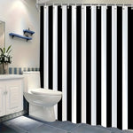 rideau douche noir blanc rayures horizontales moderne opacité métalliques polyester