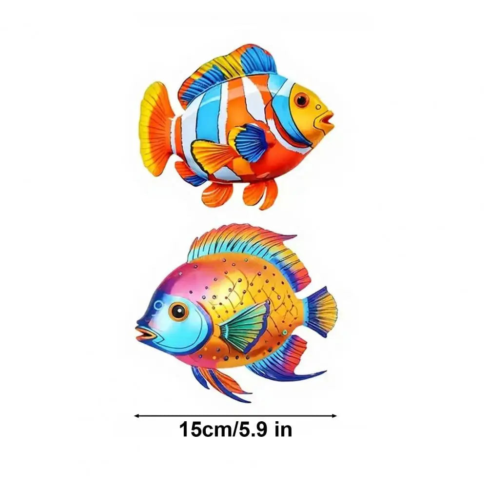 décoration murale plaques poissons colorées artisanal moderne orange bleu blanc vert rose jaune
