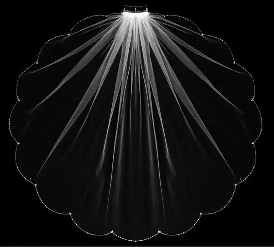 voile mariée tulle plissé blanc crème ivoire bord attache peigne classique romantique transparent erotique