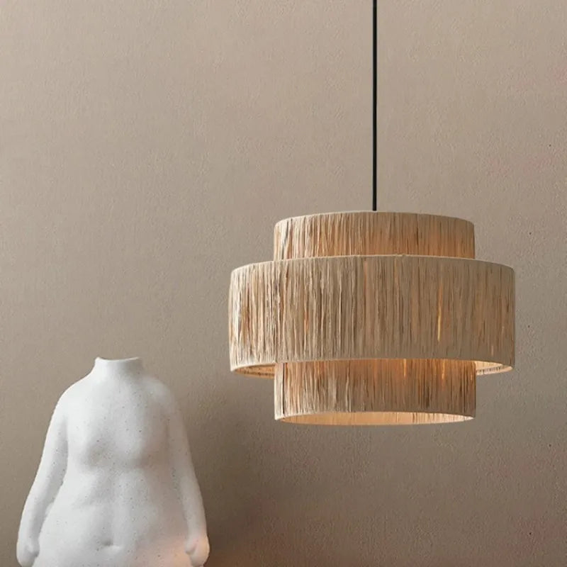 lampe suspendue moderne beige rayures horizontales opacité salon chambre pendentif câble noir 2000 82000