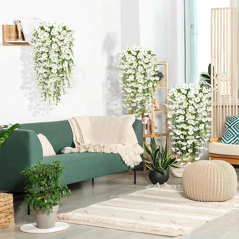 guirlande artificielle vigne blanche verte fleurs fines feuilles modernes extérieur accrochée 75cm decoration murale
