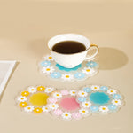 serviettes table décoratives fleurs blanches rose bleu clips adhésifs silicone respectueuses environnement